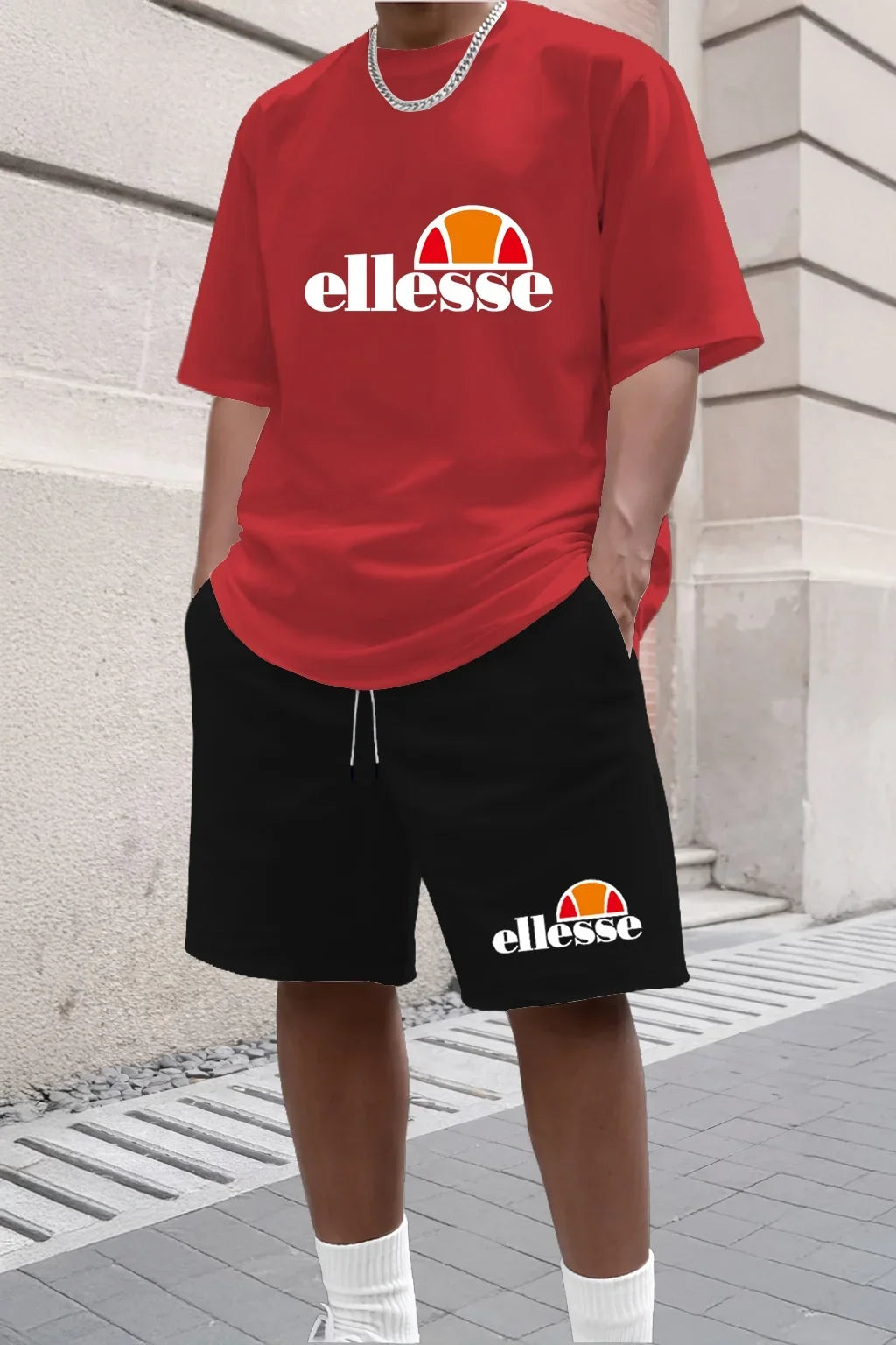 Summer New Men's Casual Fashion Outdoor Sports Men's Clothing, Printed T-shirt Casual Home Leisure 2-piece Set