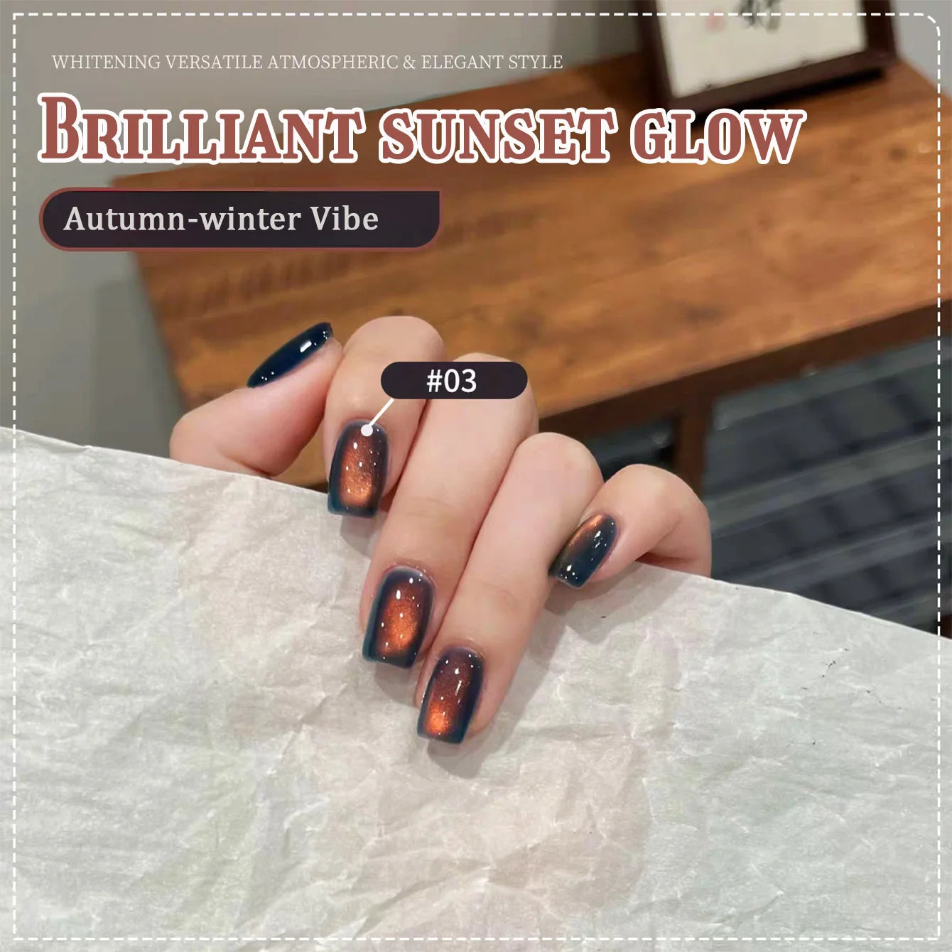 ZH 12ML 12-Color Christmas Red Nails Fiery Sunset Glass Bead Cat Eye Gel Nail Polish Fine Powder Cat Magnetic Gel Nail Salon