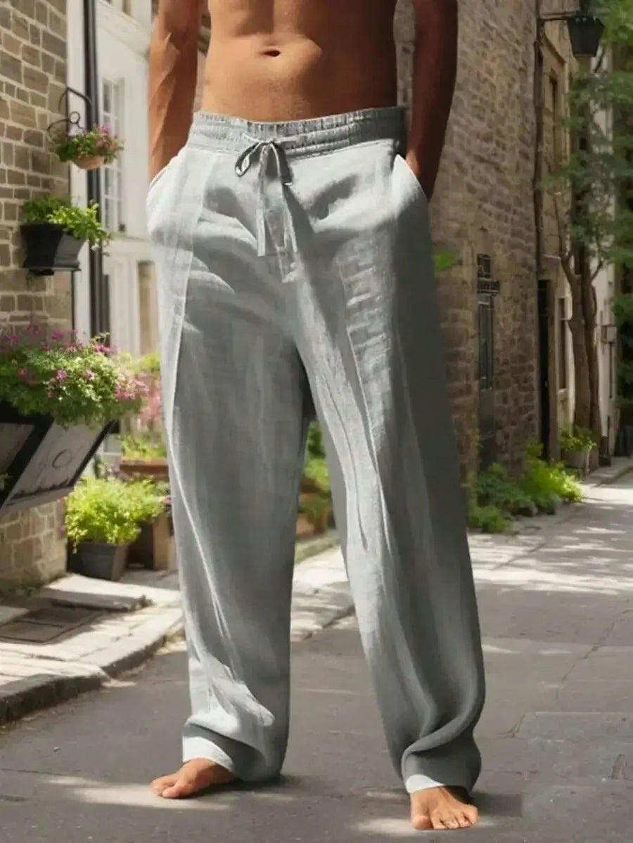 Men's Linen Wide Leg Casual Pants Are Loose Fitting, Breathable And Comfortable, Suitable For All Seasons And Versatile