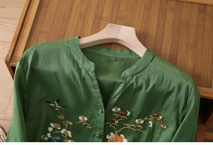 Luxury Embroidery Vintage Shirts Summer Women's Clothing Trends Tops Casual Cardigan Loose Short Coat Patchwork Buttons Blouses