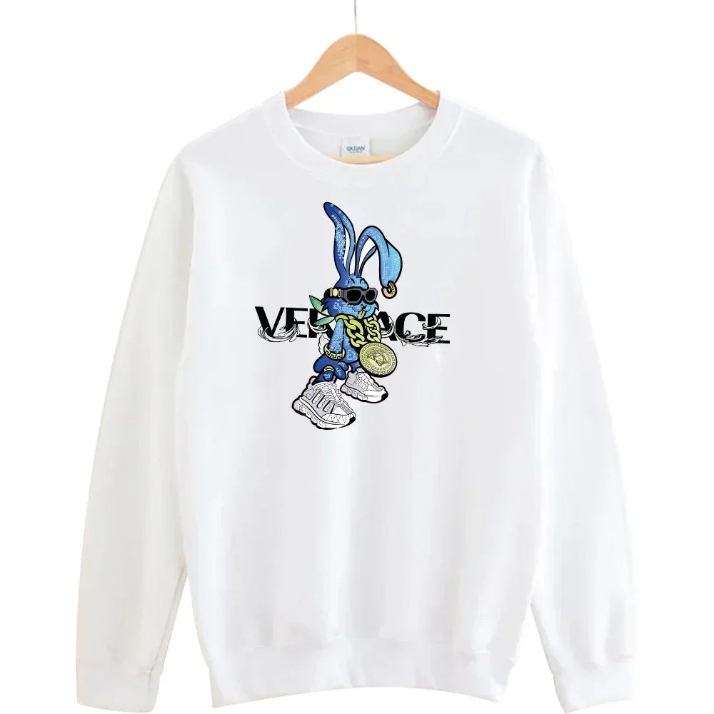 Men's autumn round neck sweatshirt set, luxurious printed simple casual sports set