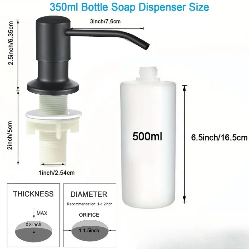 500ml/350ml Practical Kitchen Sink Tools Home Products Bottles Liquid Soap Dispenser Durable Stainless Steel Pump Soap Dispenser
