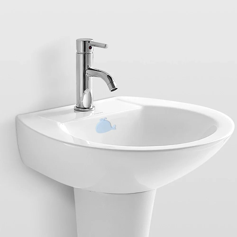 10/1Pcs Silicone Wash Basin Overflow Ring Remplacement Whale Shape Cover Bathroom Basin Trim Sink Drain Cap Overflow Ring Plug
