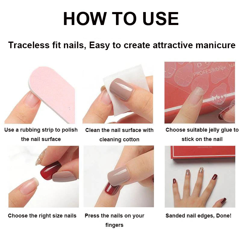 24pcs/set short fake nails metallic red black rose green blue silver golden square tips mirror effect press on false nail art