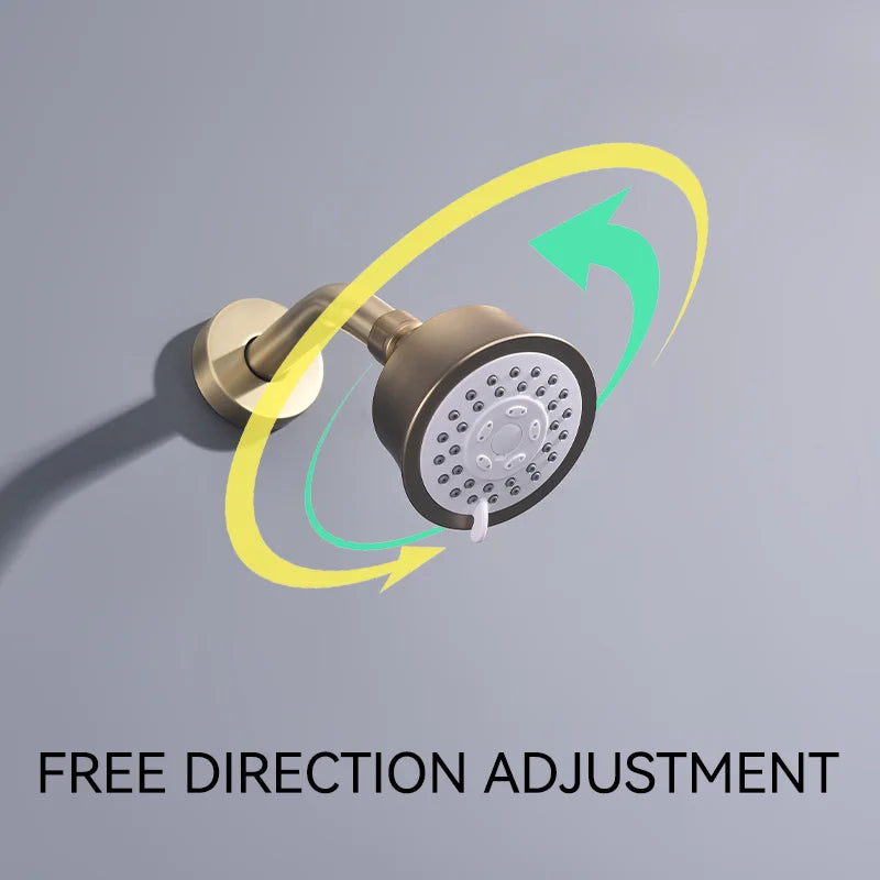 High Quality Brushed Gold Wall Mounted Bathroom Shower Mixer Brass Faucet Hot Cold Water Mixer Tap ABS Head Rainfall Shower Set