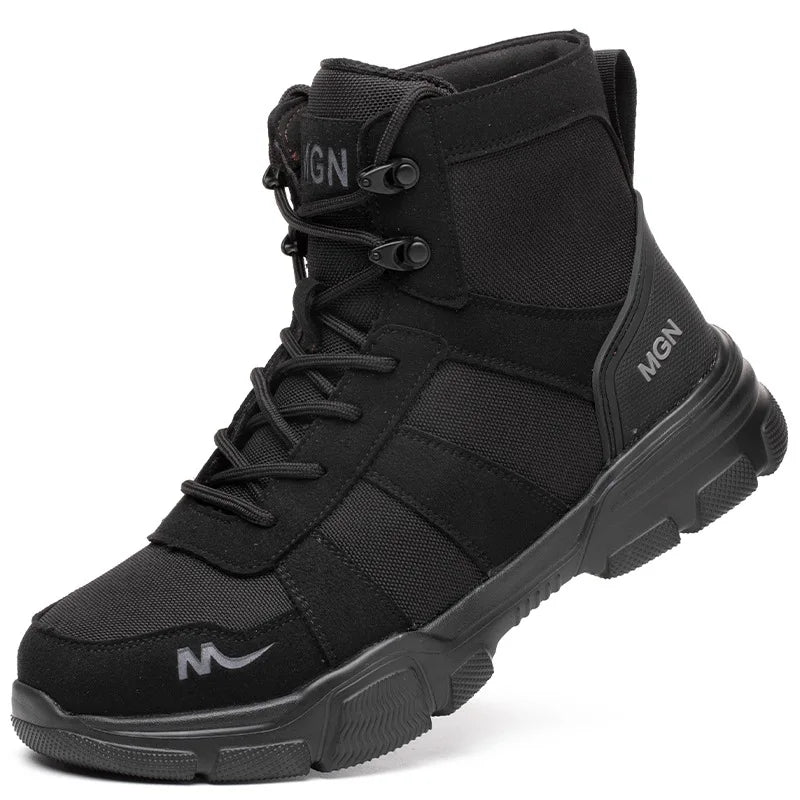 Waterproof Men's Safety Work Boots Steel Toe Shoes Anti Impact And Anti-Puncture Outdoor Adventure Hiking Tactical Boots