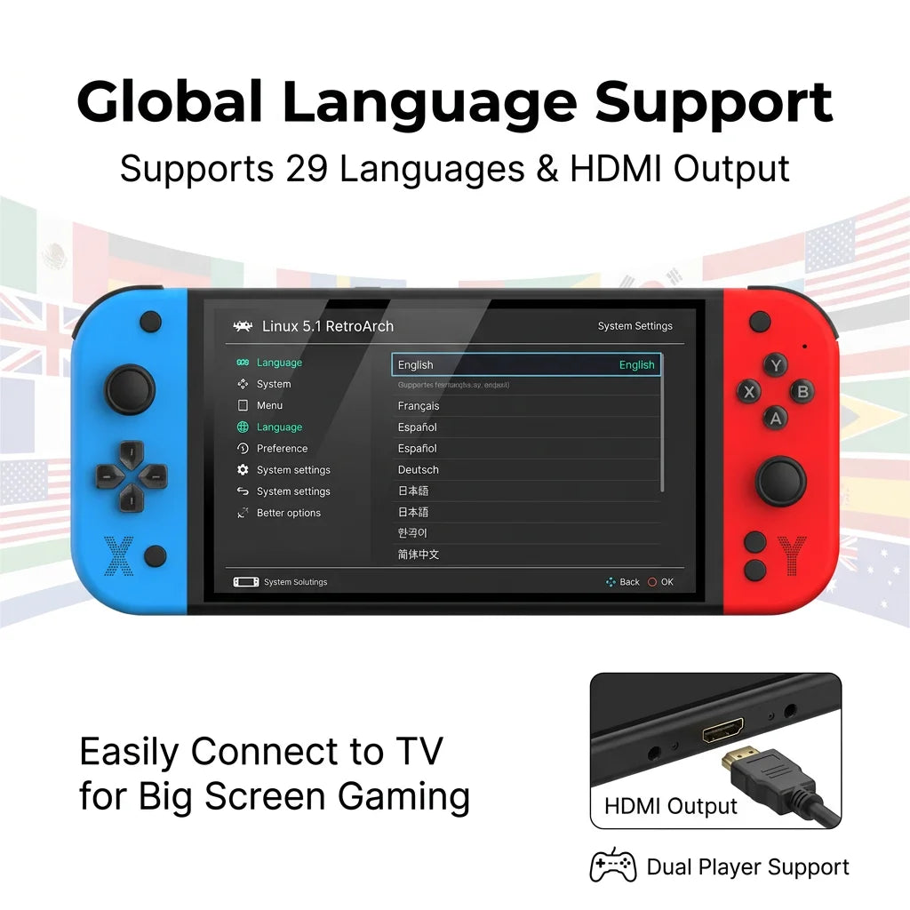 G90 Retro Handheld Game Console Built-in Mass Classic Arcade Games HD Large Screen Support Connect TV Portable Gaming Console Gi