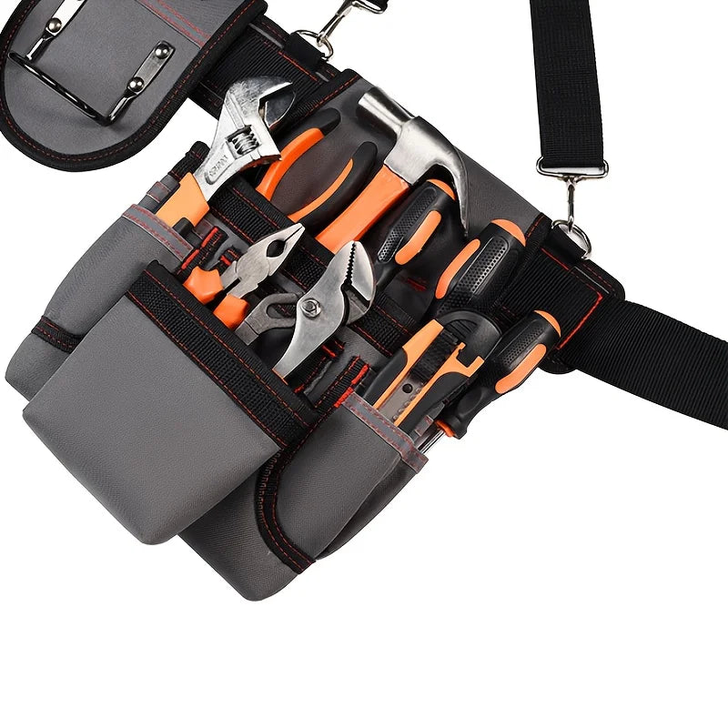 Tool Belt for Men, 32 to 66 Inches Adjustable Tool Belt with Suspenders for Electricians, Carpenters, Construction Workers