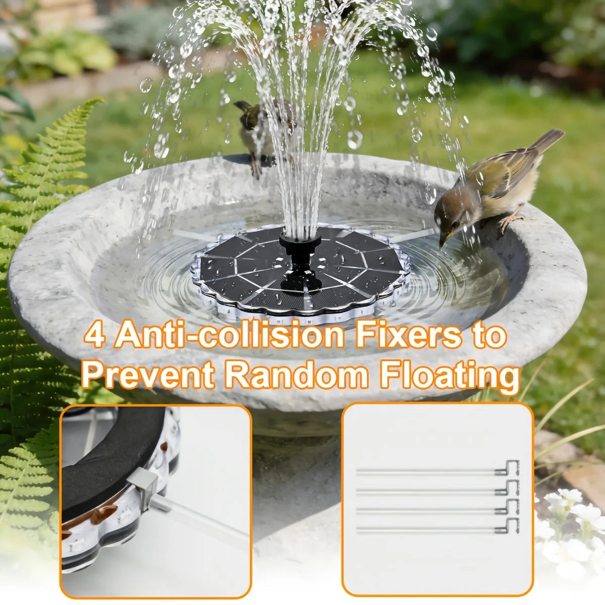 3.5W Outdoor Solar Fountain for Garden Water Indoor Pond Solar Fountain Pump Kit with 7 Nozzles Fountain Light 7 Color Bird Bath