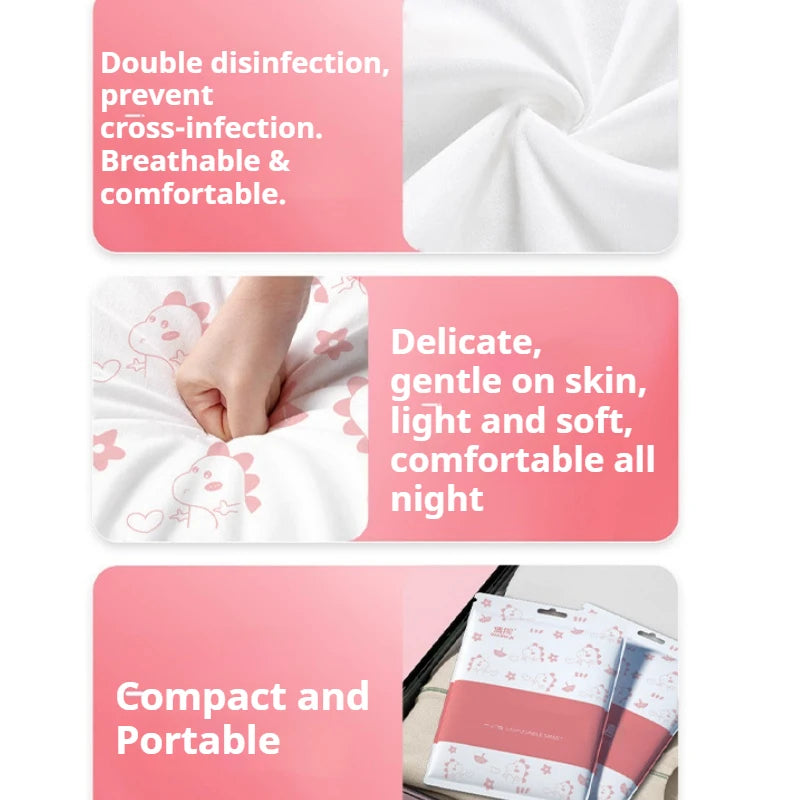1/3 Pack Set Includes (1 Pillowcase + 1 Bed Sheet + 1 Duvet Cover) Disposable Bed Sheet, Duvet Cover, Pillowcase, Thickened Hotel Travel Bedding, Dirt-Resistant, Easy to Carry, a Blessing for Those Who Are Hygienic, No-Wash,