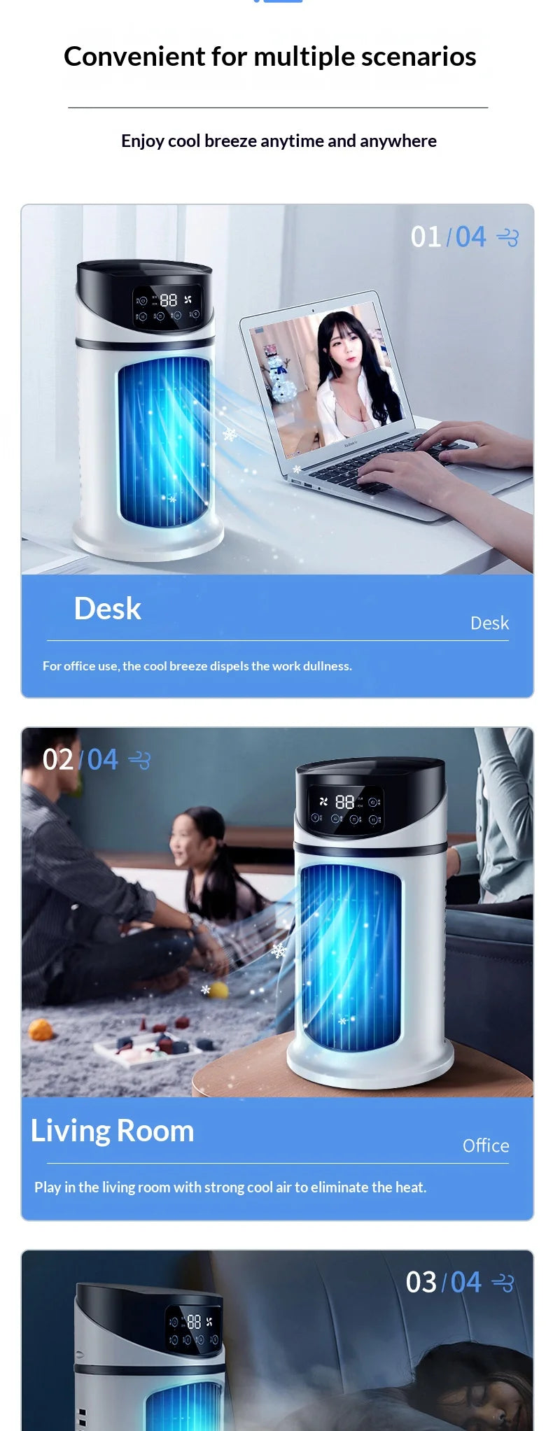 Portable Mini Air Conditioner Air Cooler Fan Water Cooling Fan Air Conditioning Air Cooler For Office Mobile Air Conditioner