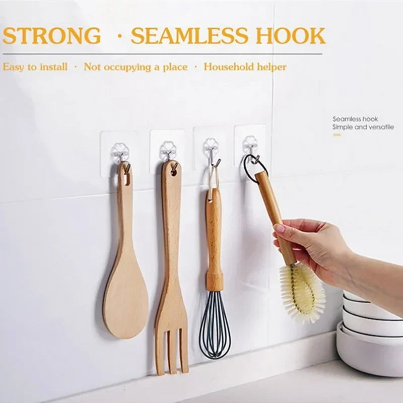 Transparent Self Adhesive Wall Hooks Heavy Duty Multi-Purpose Wall Hook Key Holder Towel Holder For Bathroom Kitchen Accessories