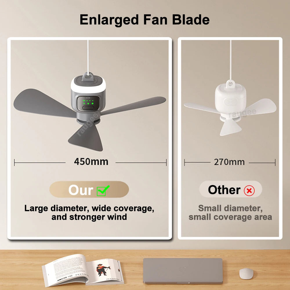 12000mAh Ceiling Fans Portable Outdoor Camping Fan With Remote Control LED Light USB Electric Tent Air Circulator Fan