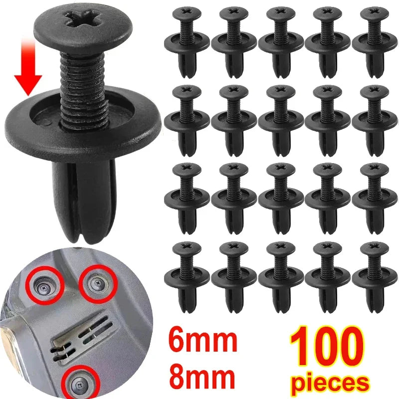 Car Plastic Rivets Fasteners 8mm/6mm Bumper Fender Screws Clips 8mm Hole Auto Push Pin Clip Accessories for Vehicle Repair