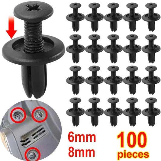 Car Plastic Rivets Fasteners 8mm/6mm Bumper Fender Screws Clips 8mm Hole Auto Push Pin Clip Accessories for Vehicle Repair