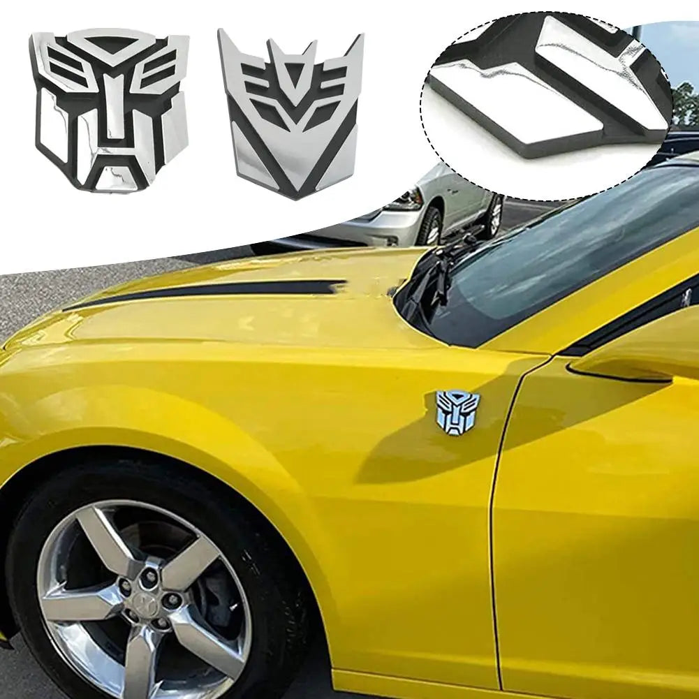 1Pcs Car Aluminum Alloy Autobots Transformers Emblem Car Body Rear Trunk Logo Stickers Side Window Decal Decoration Accessories