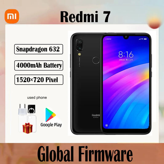 Global firmware Xiaomi Redmi 7 smartphone Dual Camera Dual SIM Solt Cellphone Android  used phone