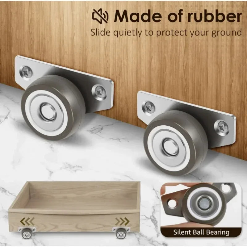 8/1PCS Mini Side Mount Caster Wheels Silent Rubber Furniture Casters Directional Cartwheels For Trolley Drawer Kitchen Cabinets