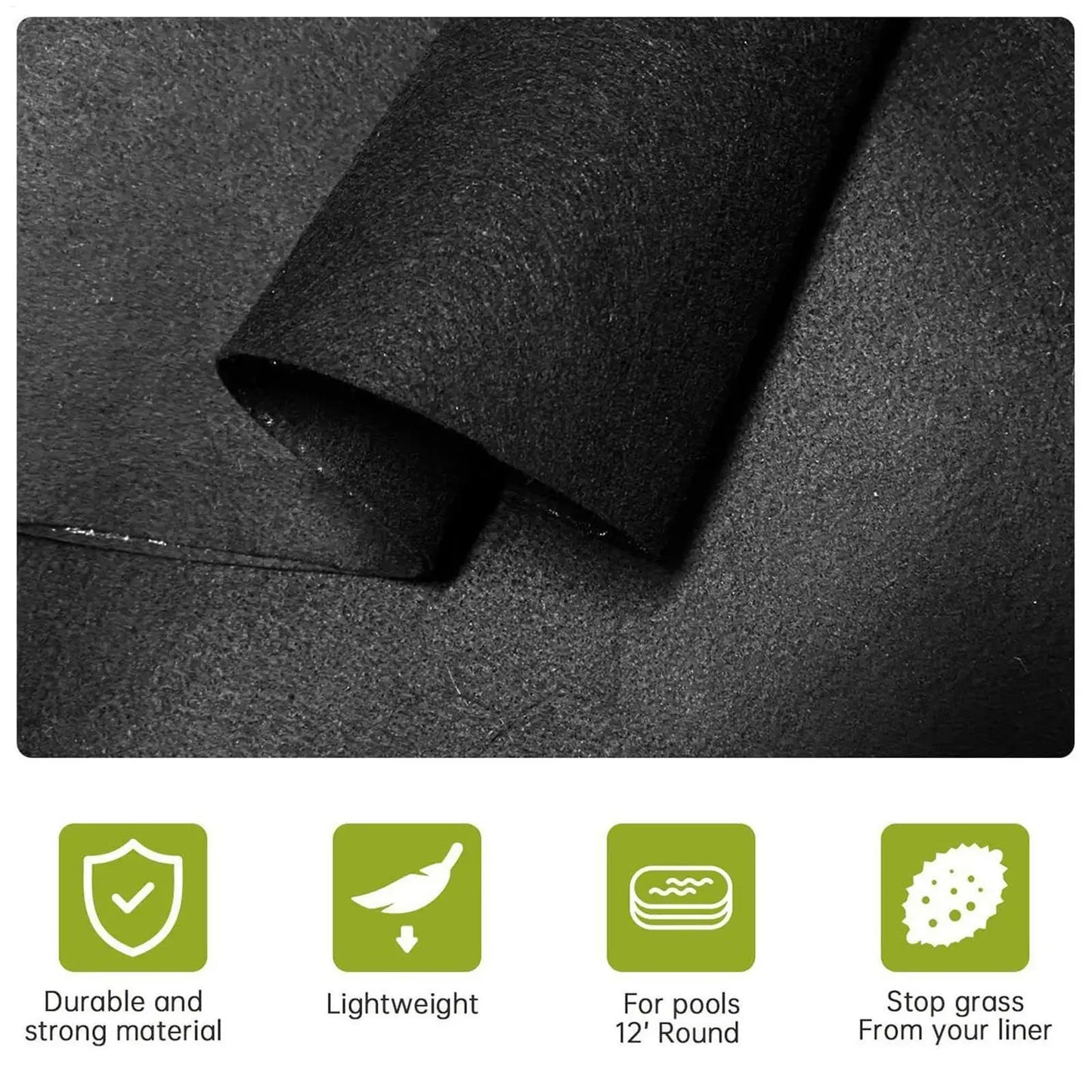 3/2.5M Round Pool Liner Pad Black Protective Pad for Ground Swimming Pools Indoor Outdoor Under Pool Mat Heavy Duty Tarp