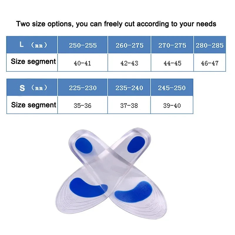 Silicone Gel Medical Insoles for Shoes Men Women Flat Foot Arch Support Orthopedic Insoles for Plantar Fasciitis Relief Shoe Pad