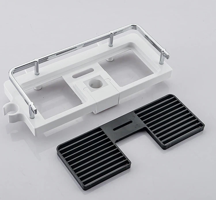 Bathroom Shower Storage Rack Organizer Pole Shelves Shampoo Tray Stand Single Tier No Drilling Lifting Rod Shower Head Holder