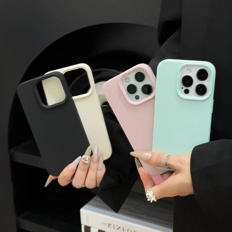 Candy Color Lichee Pattern Soft Phone Case For iPhone 17 Pro Max 11 12 13 14 15 16 Pro Max 17 Air 16E X XS XR Shockproof Cover