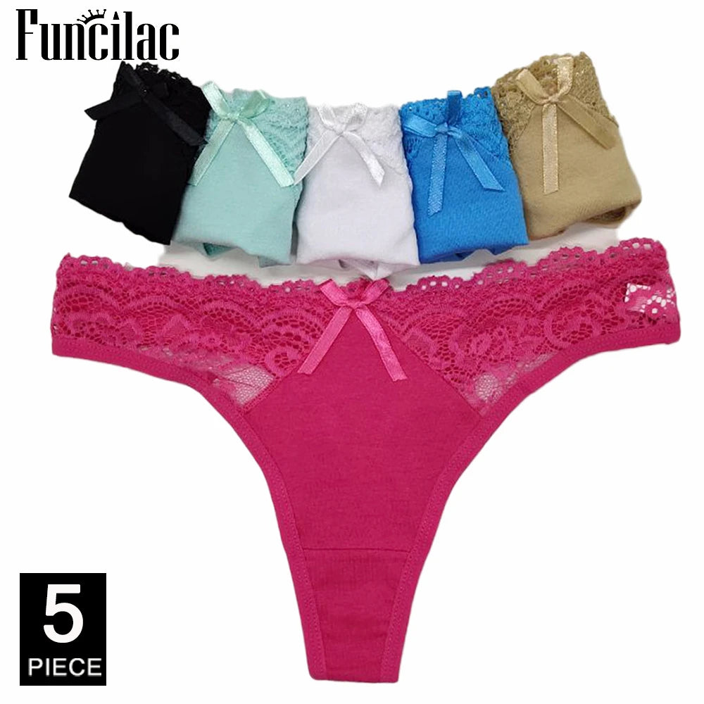Women Thongs and G Strings Sexy Cotton Panties Ladies Underwear Tanga Mujer String Femme Lingerie 5 pcs/lot