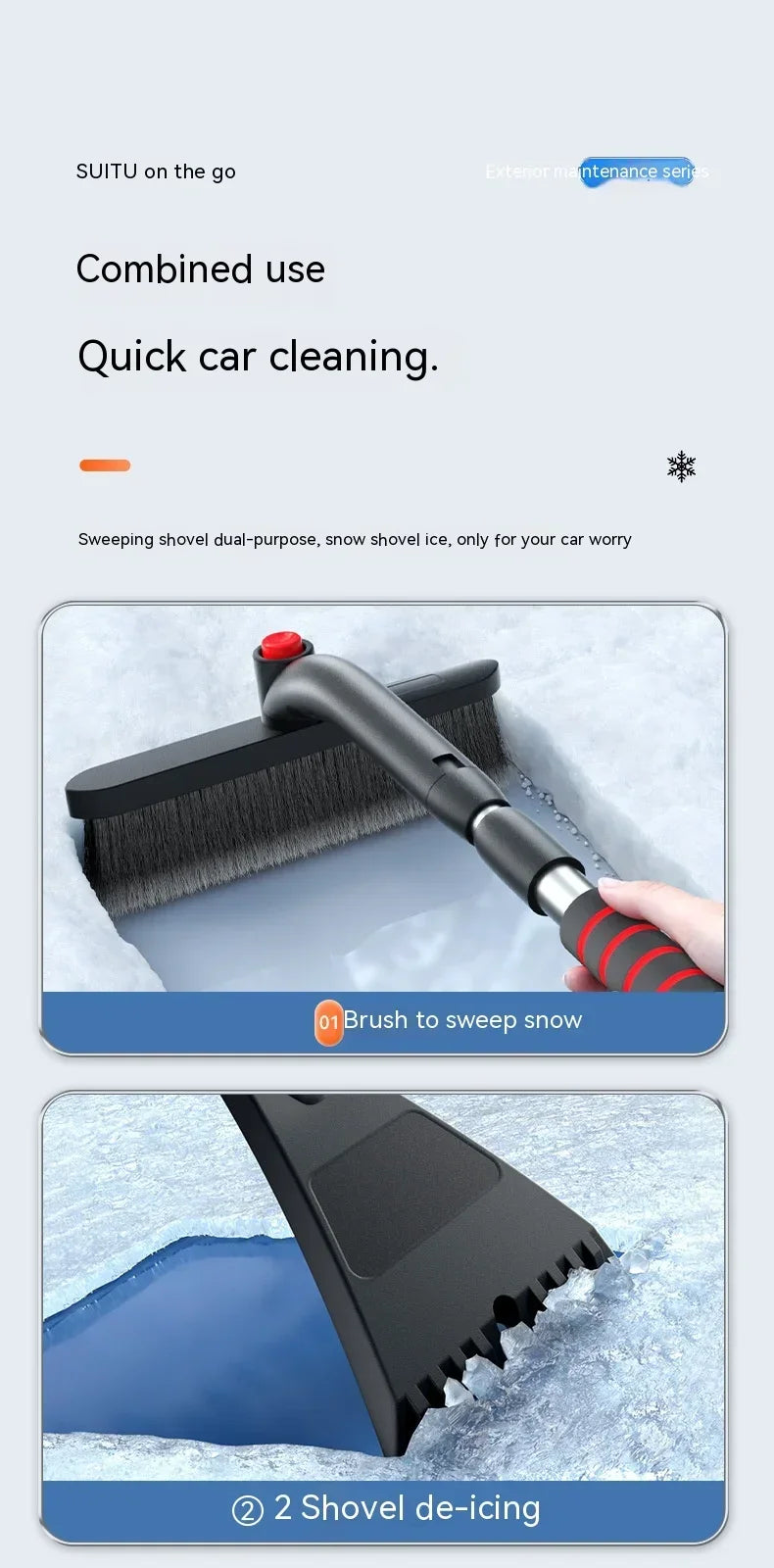 Extendable Car Snow Shovel Ice Scraper Winter Auto Windshield Cleaner Brush Detachable Broom Snow Removal Tool Accessories