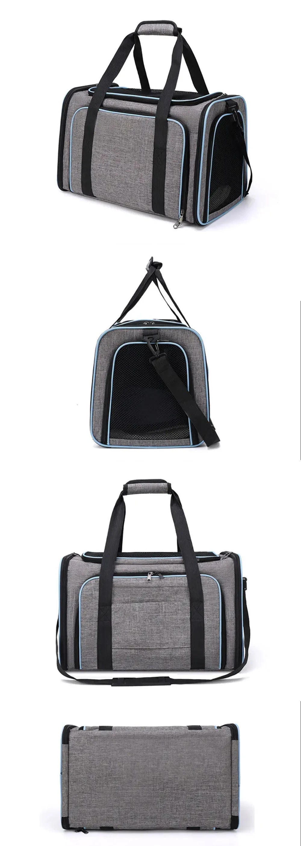 Pet Carriers Bag Portable Breathable Foldable Bag Cat Dog Carrier Bags Outgoing Outdoor Travel Pets Cats Handbag Safety Zippers