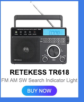 RETEKESS V115 Radio FM AM SW Portable Radios Rechargeable  Radio Batteries multiple bands  USB Recorder Speaker for Elders TX32