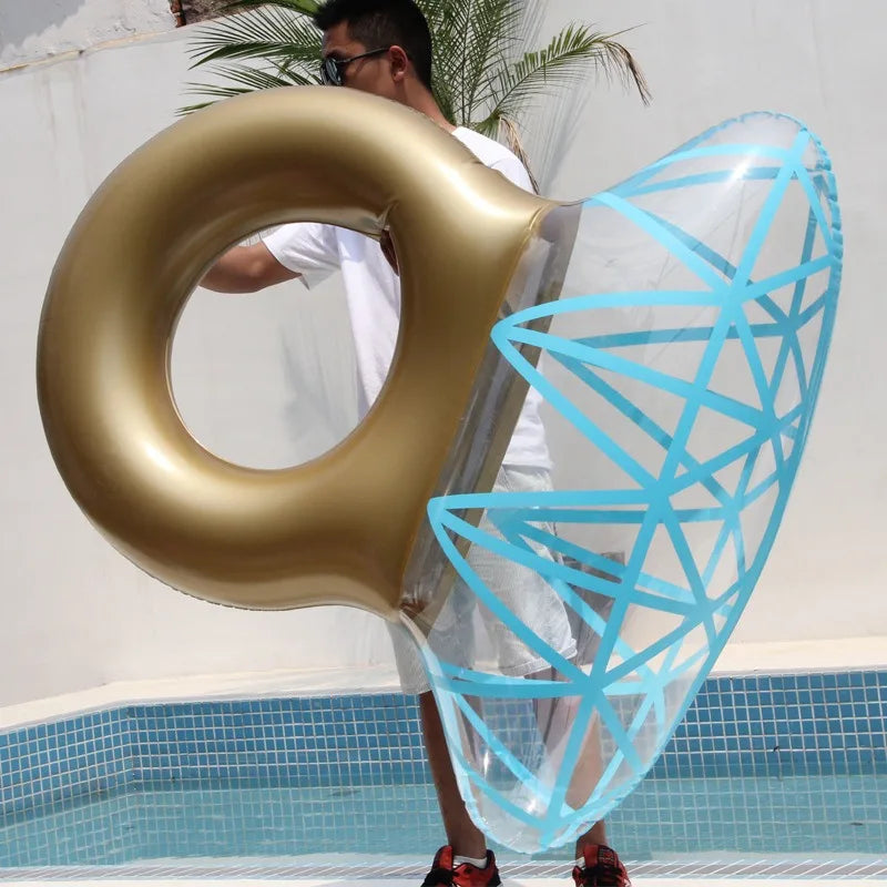 Giant Diamond Ring Design Inflatable Floating Row Pool Lounge Adult Pool Float Mattres Swimming Circle Water Pool Toys