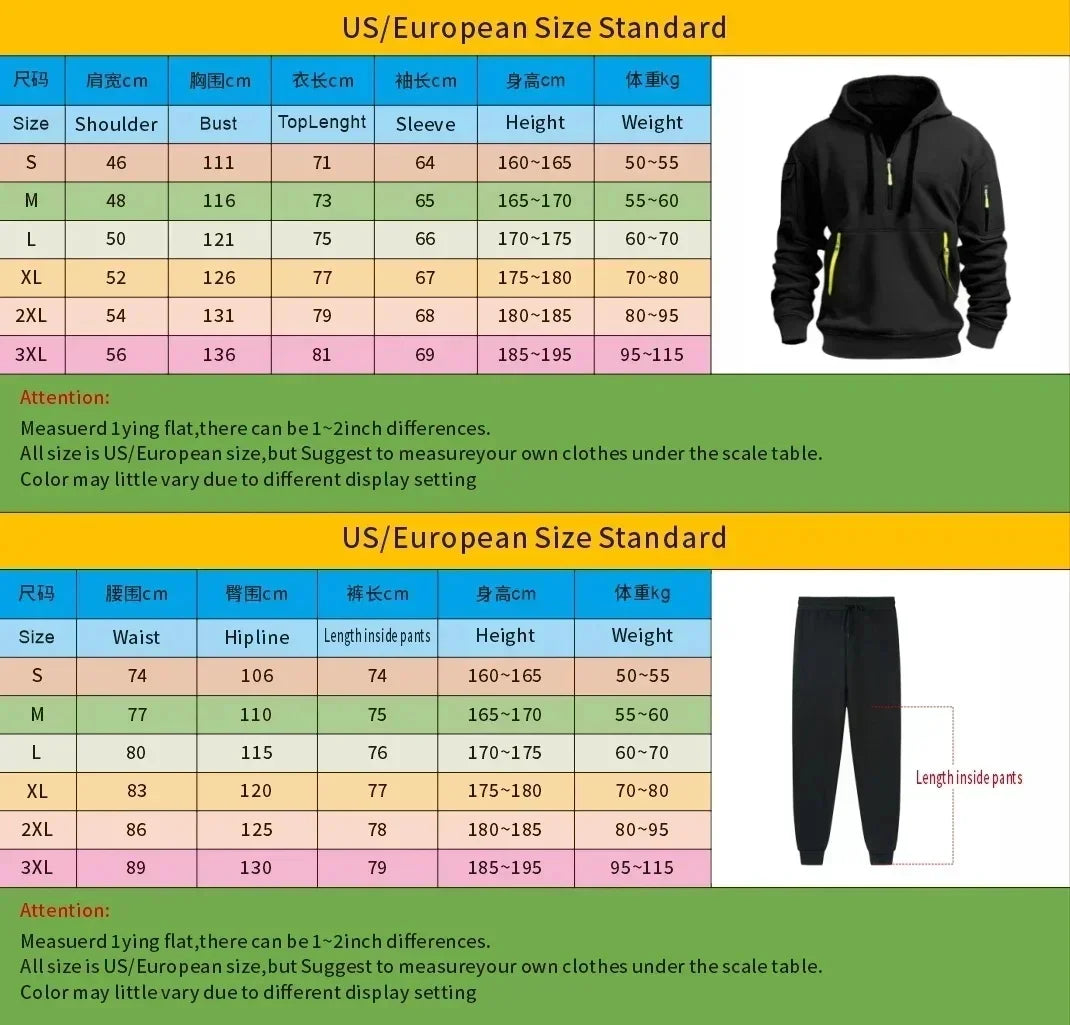Men's 2-Piece Tracksuit Set Hooded Sweatshirt And Drawstring Pants Sportswear for Running Male Hoodies Unisex Autumn Sportwear