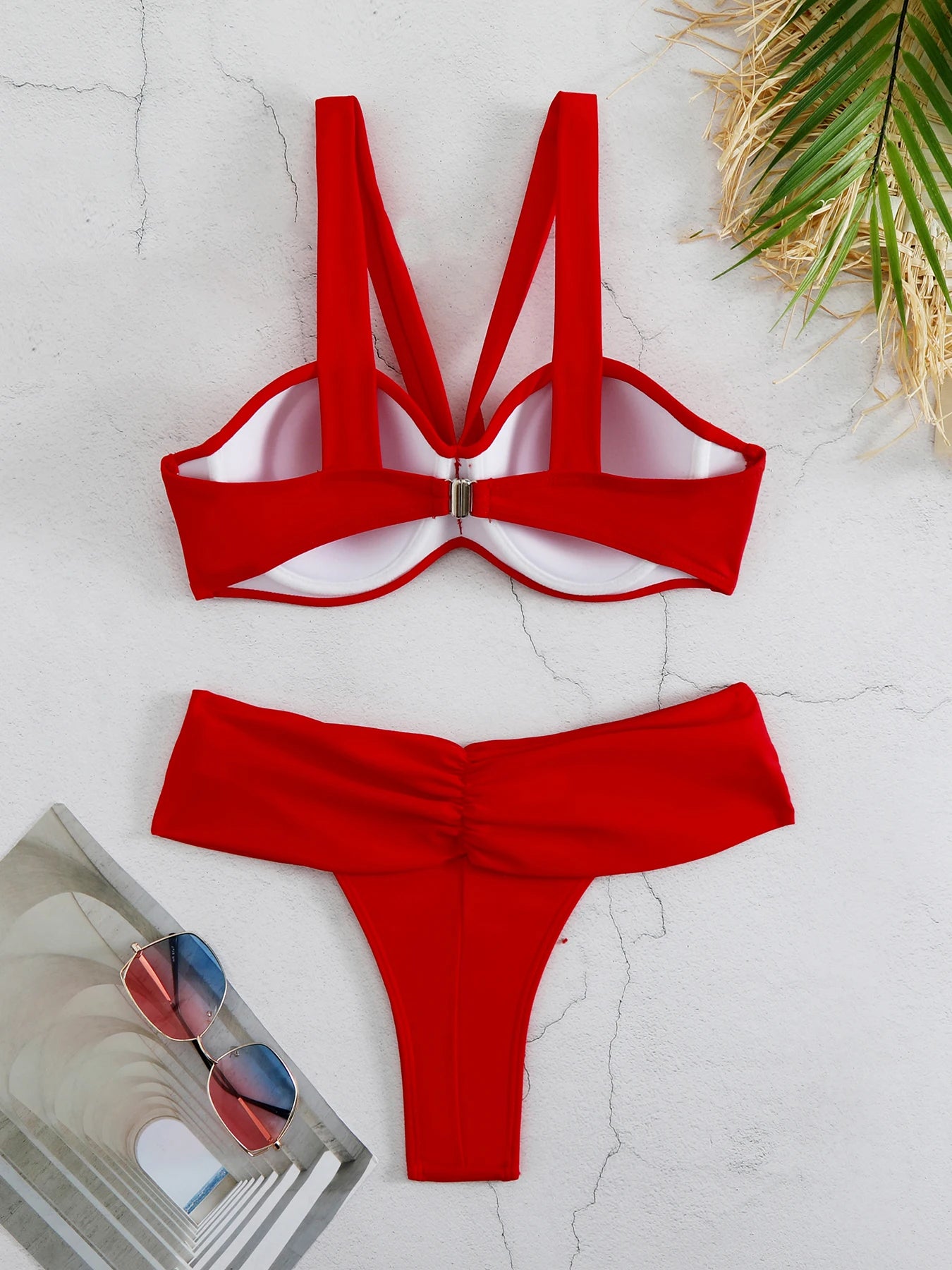 Cheap Push Up Bikinis Women Swimsuits  Solid Padded Women Swimwear Vintage Female Swimsuit High Waist Biquini Bathing Suit