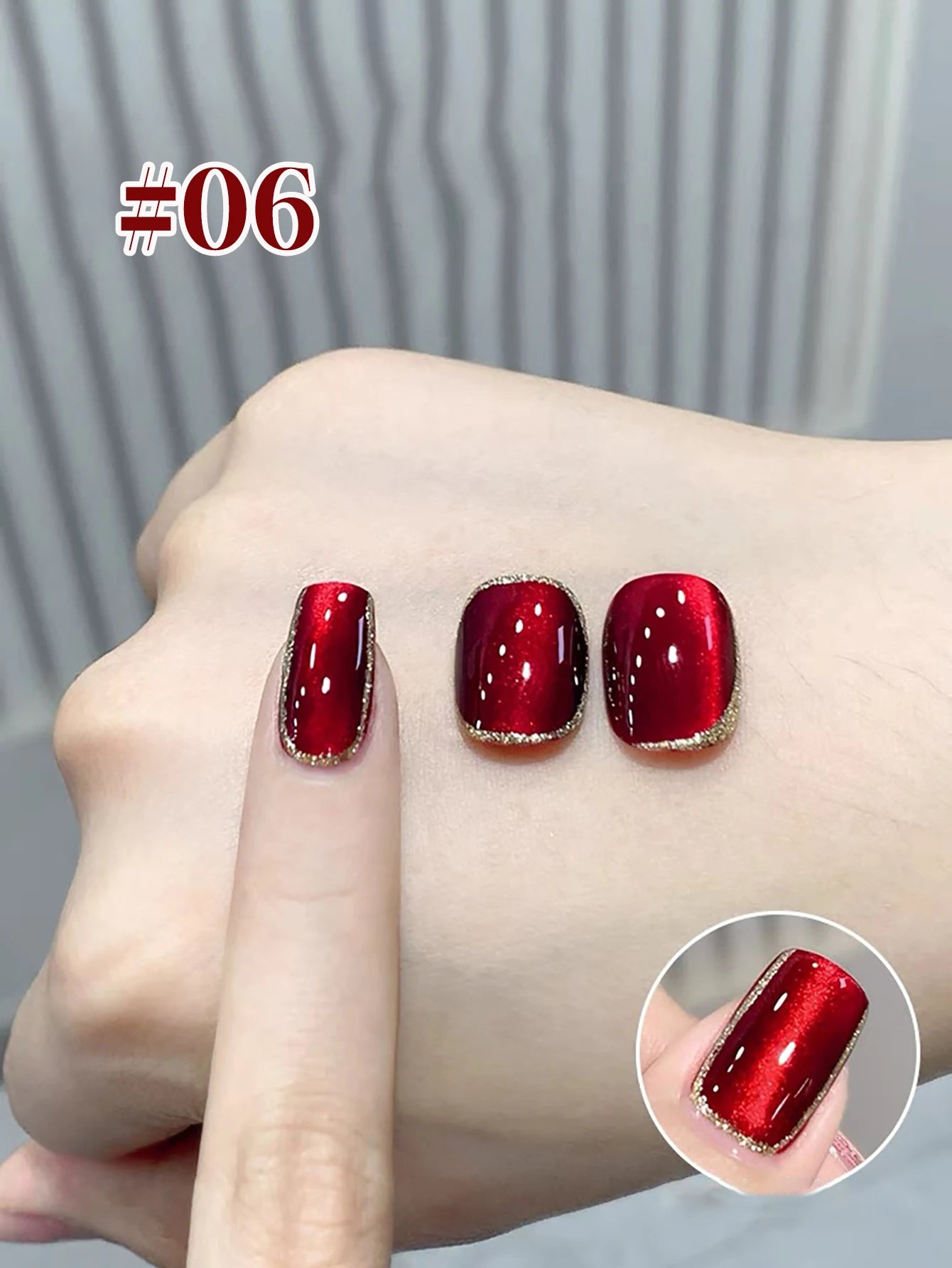 MIANEL 12ML Red Ocean Cat Eye Gel Nail Polish 2026 Top Selling Red Color Flash Glass Beads Cat Magnetic Gel Red Nails 1-9pcs