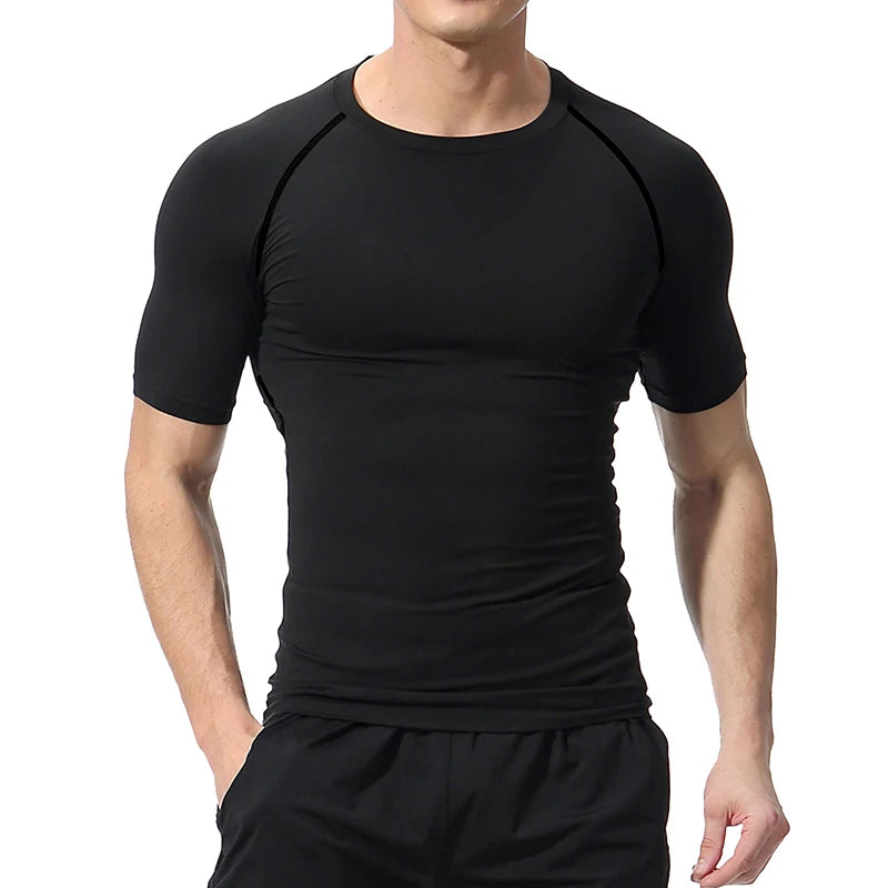 Men's Compression Shirts Summer Short Sleeves Tees T-shirt Gym Workout Fitness Running Tops Undershirts Baselayer Sportswear