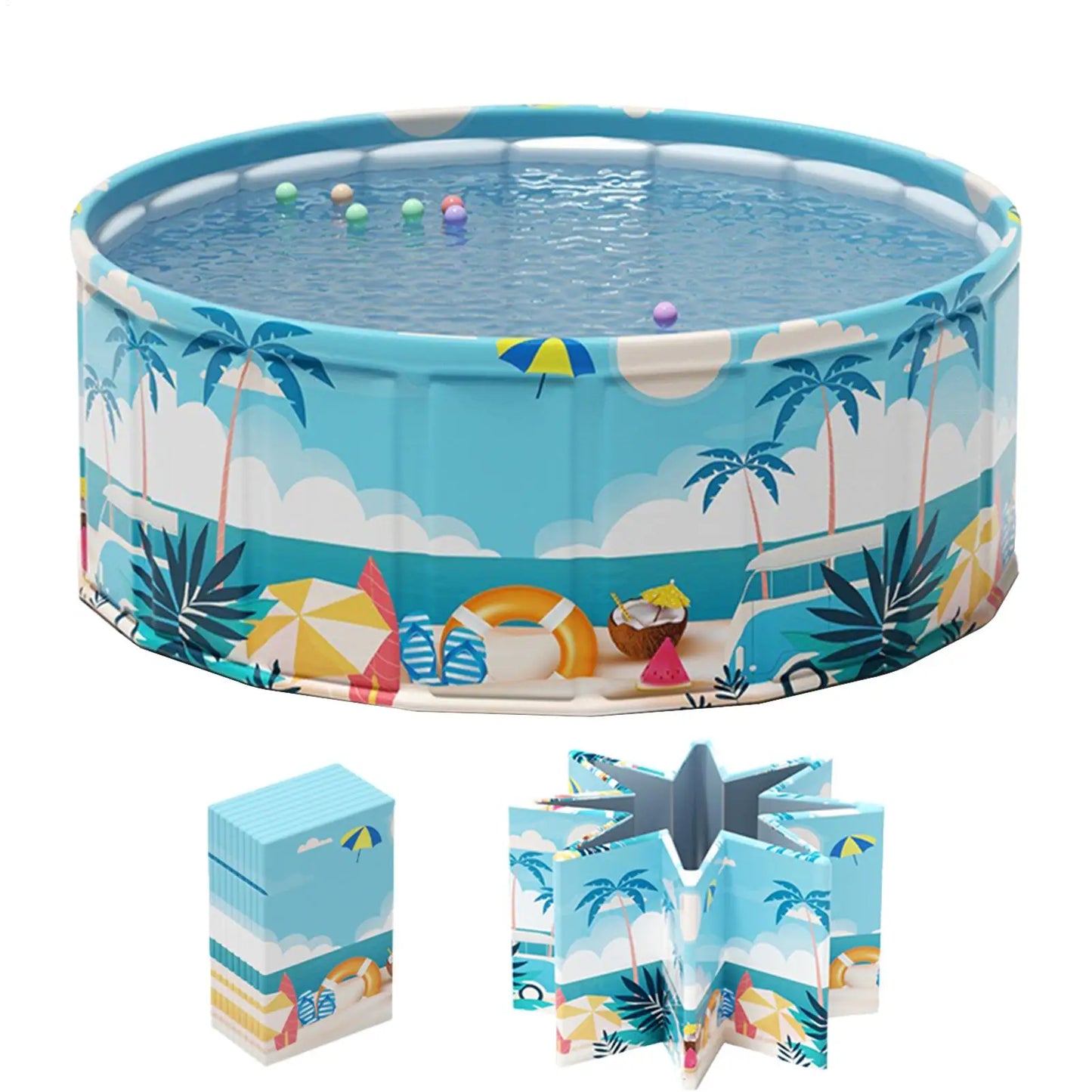 Children's swimming pool, diameter 90/120/160 cm inflatable and foldable outdoor large-size children's paddling pool summer pet
