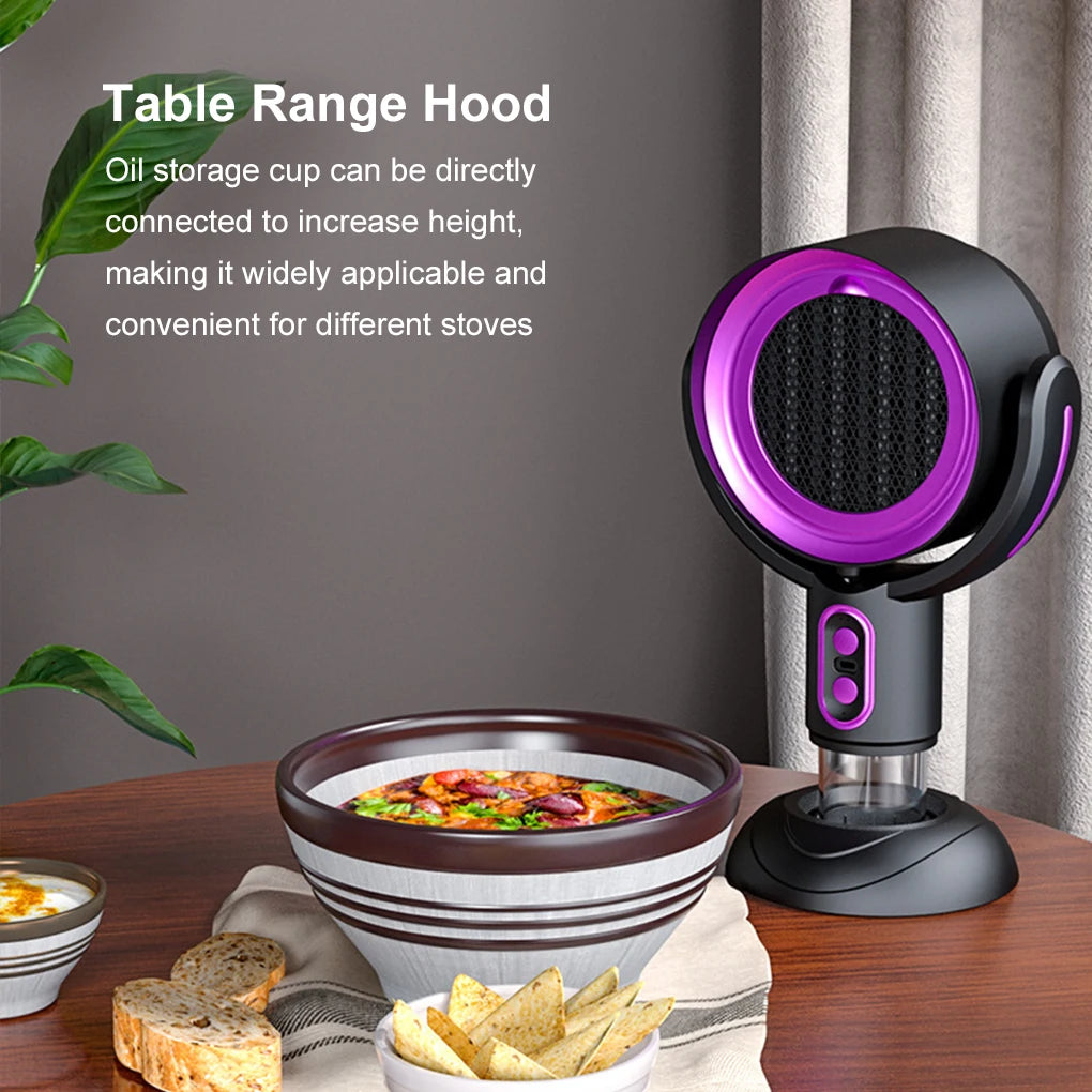 Small desktop range hood, portable charging, deodorization, air filtration, smoking machine, barbecue, hotpot companion.