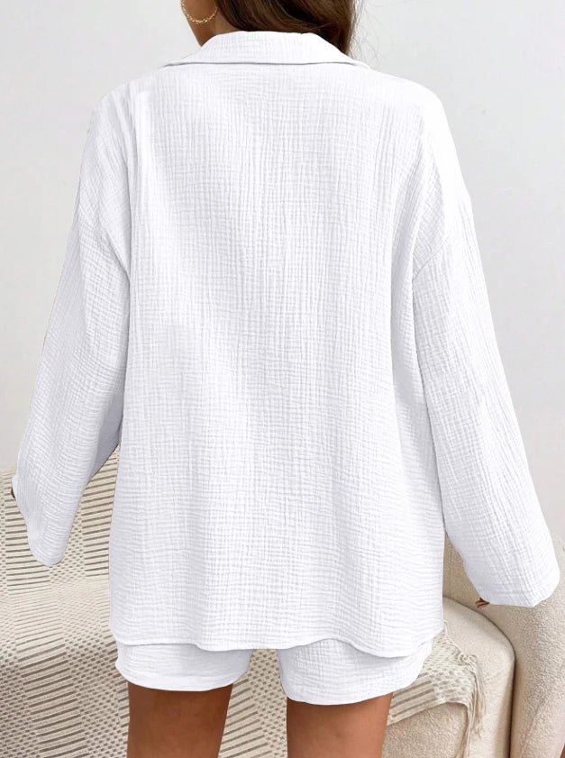 Solid Color Casual Loose Short Pants Sets For Women 2025 Elegant Summer Women's Two Pieces Suit Full Set Female Outfit Clothes