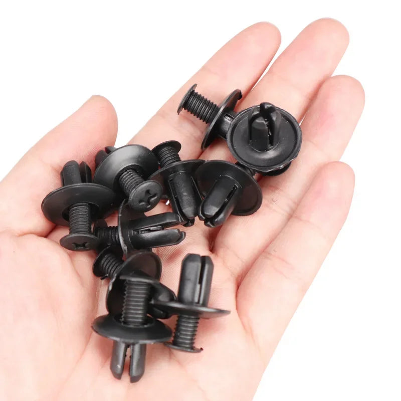 Car Plastic Rivets Fasteners 8mm/6mm Bumper Fender Screws Clips 8mm Hole Auto Push Pin Clip Accessories for Vehicle Repair