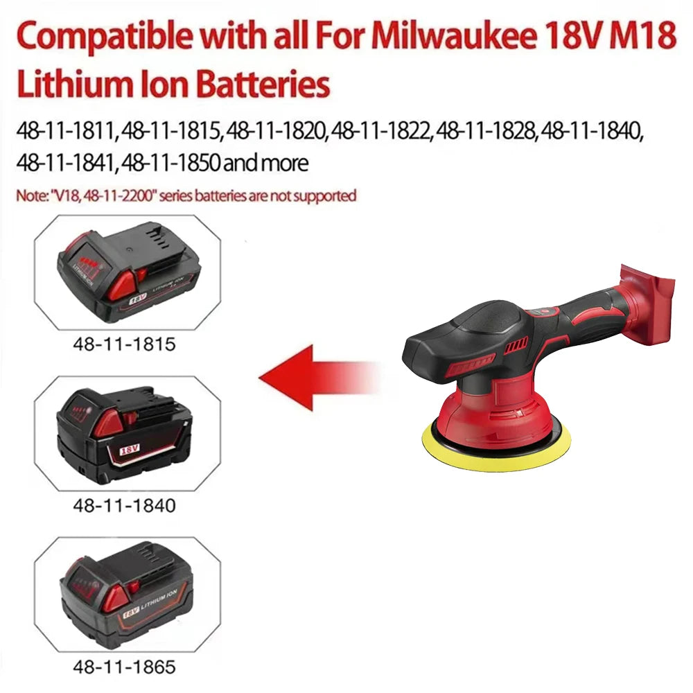 Cordless Car Polisher 8 Gears Adjustable Auto Electric Waxing Sanding Sealing Glaze Tool Fit Dewalt/Milwaukee/makita 20V Battery
