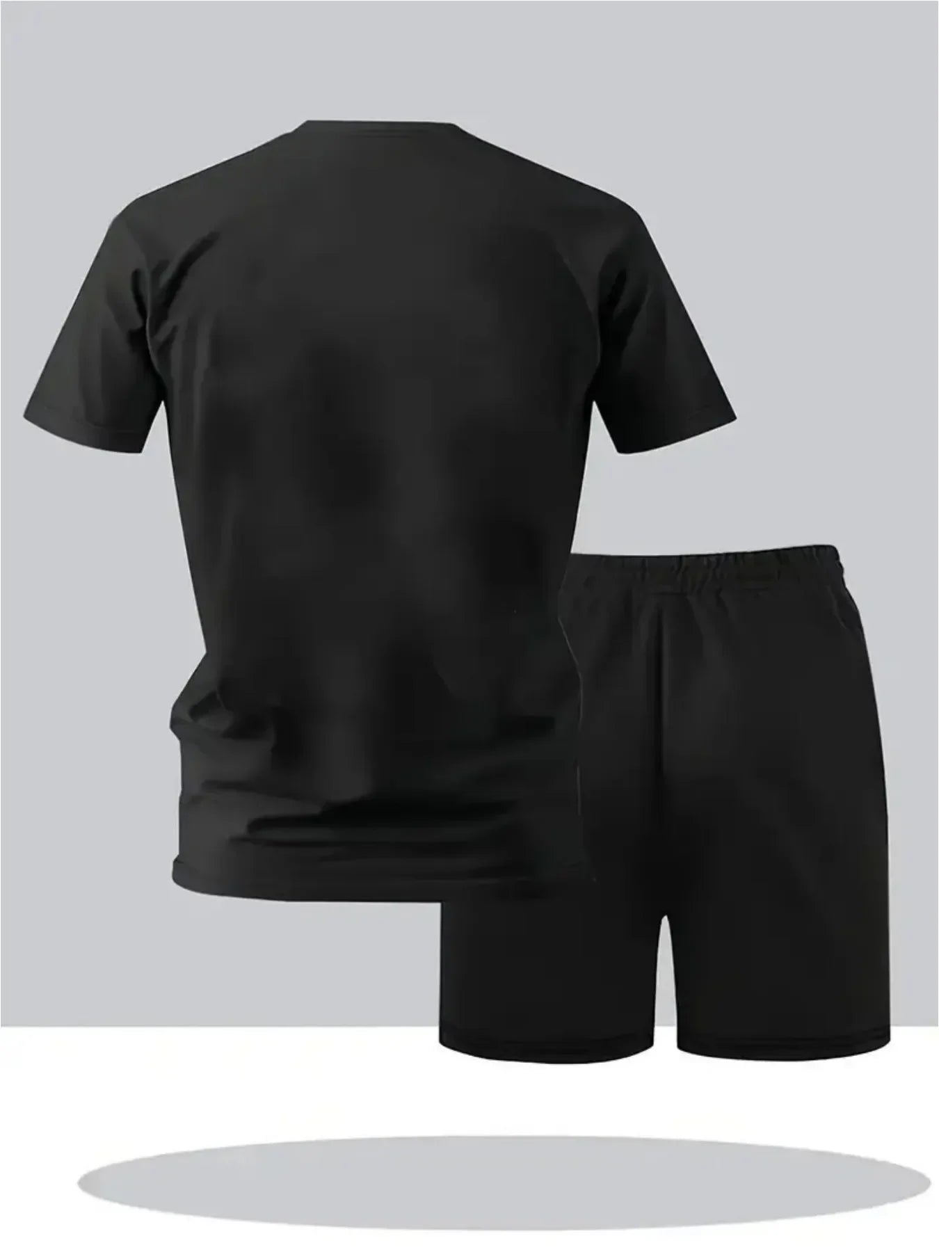 Men's Outdoor Sportswear Set - Short Sleeve T-Shirt with Print & Breathable Casual Shorts, 2-Piece Set
