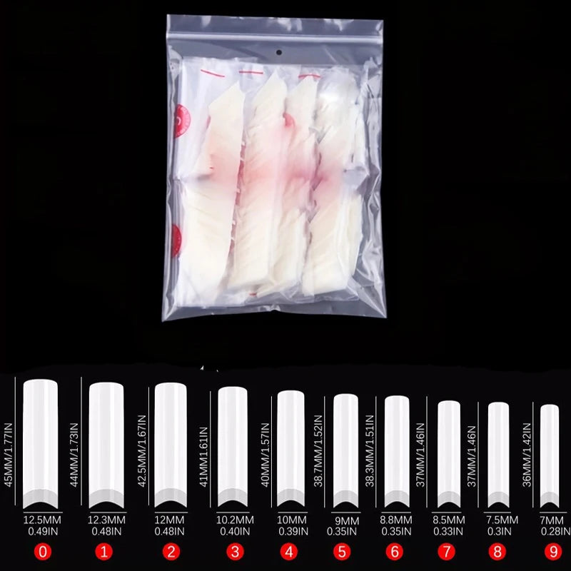 500Pcs XXL No C Curve Nail Tips for Acrylic Nails, Professional Set, Straight Tapered Square Clear Nail Tips Half Cover Long Fak