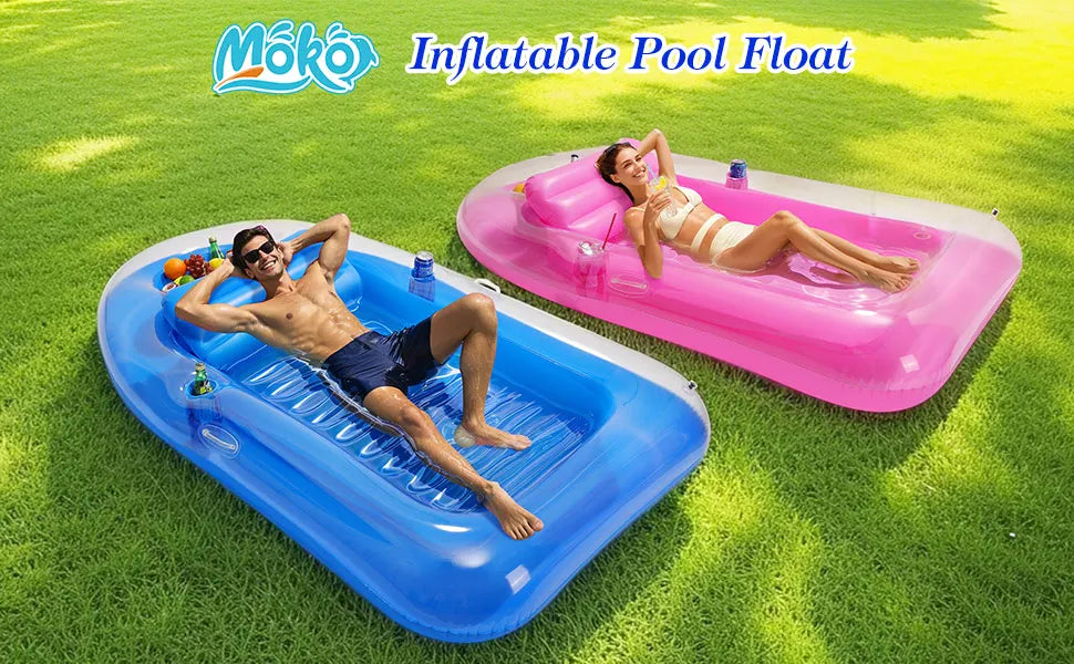 MoKo Inflatable Tanning Pool Lounge Float Pool Floats Adult Boat with Ice Bar and Cup Holders Large Suntan Tub Raft Floaties