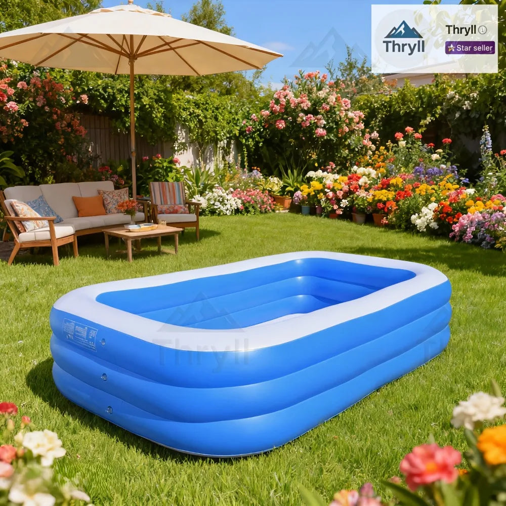 Home Use Rectangular Inflatable Pool Made of Durable PVC Ideal for Family Gatherings Summer Parties and Backyard Leisure Time