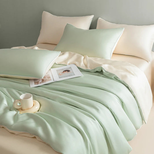 New Washed Ice Silk Bedding Set 4PCS Summer Cool Touch Rope Design Sheet Set Soft Breathable Hotel Luxury Twin/Full/Queen Size