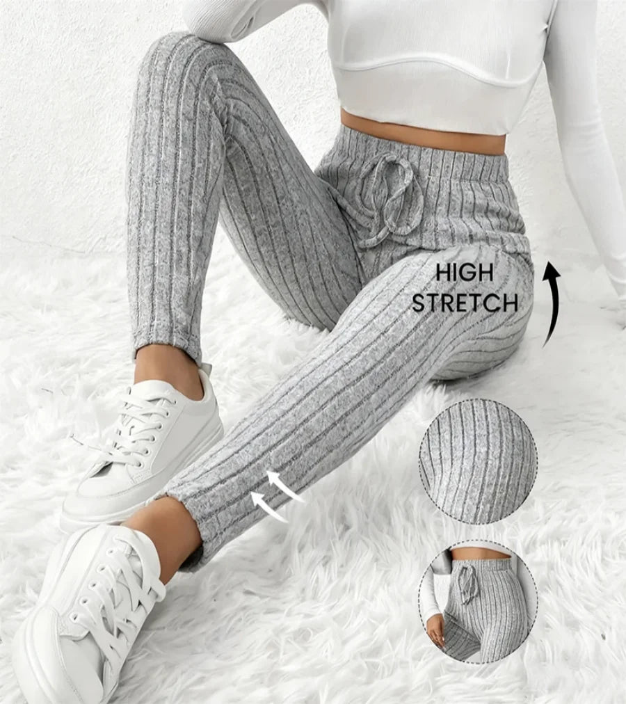 Women's spring Casual Every Day Stretchy Leggings Solid Color Sports pants with Elastic Waist Comfortable Stylish Casual Wear