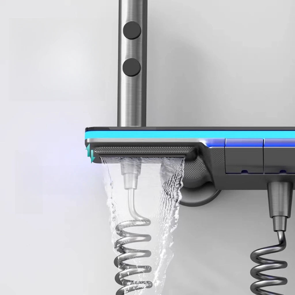 Black Shower Set Bathroom Hot and Cold Mixer Shower Mixer LED Digital Ambient Light Bathtub Wall Mounted Grey Shower System