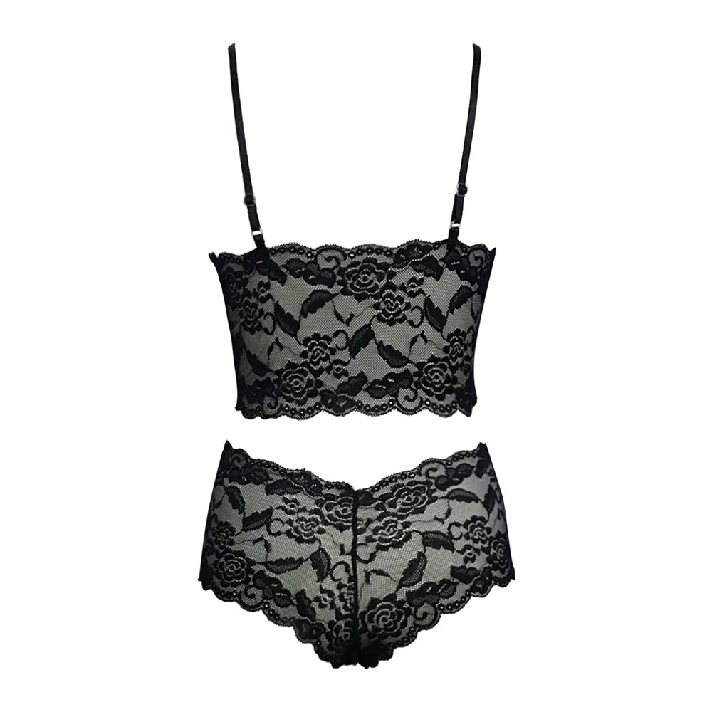Sexy Lingerie Underwear Suits for Women Black Shorts Solid Lace White Vest Camisole Tube Top Flower Printed Womens Lingerie Set
