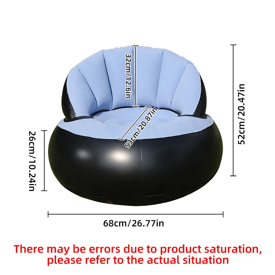 inflatable sofa with backrest, portable quick-inflating foldable lazy sofa, PVC flocking surface, suitable for living room, game