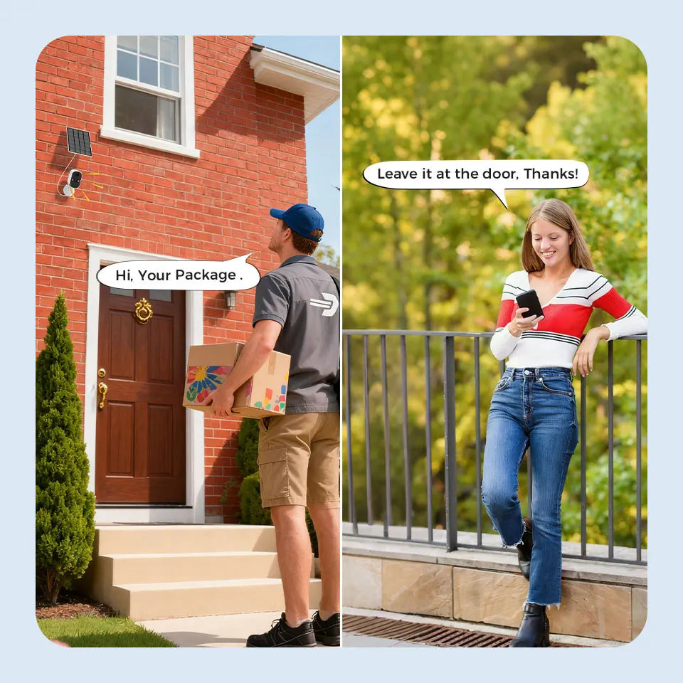 Solar Security Camera Wireless Outdoor 3MP Home Surveillance IP65 Waterproof Color Night Vision Two Way Audio Human Detection